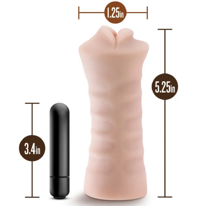 M For Men Skye Vibrating Mouth Stroker Vanilla Blush Male Sex Toys