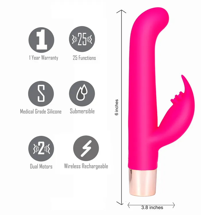 Maia Toys Female Sex Toys HAILEY PRO QI Rechargeable Silicone 25 Functions Dual Vibrator