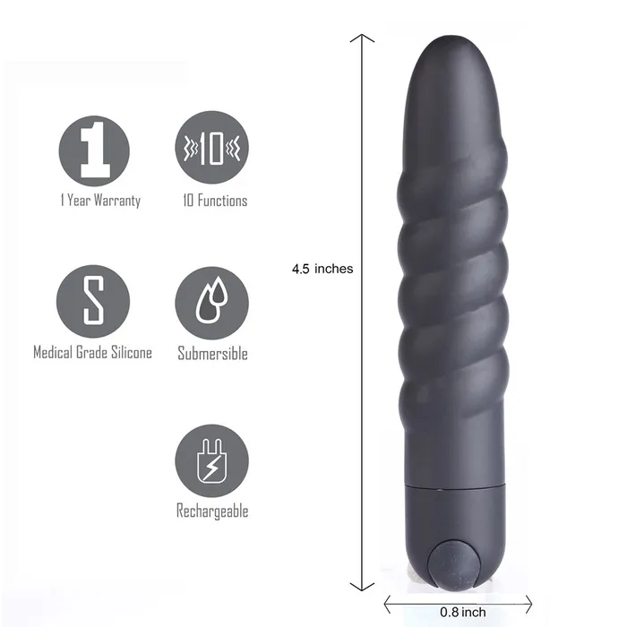 MAIA TOYS LOLA USB Rechargeable Silicone 10Function Vibrating Twisty Bullet Black Maia Toys Female Sex Toys