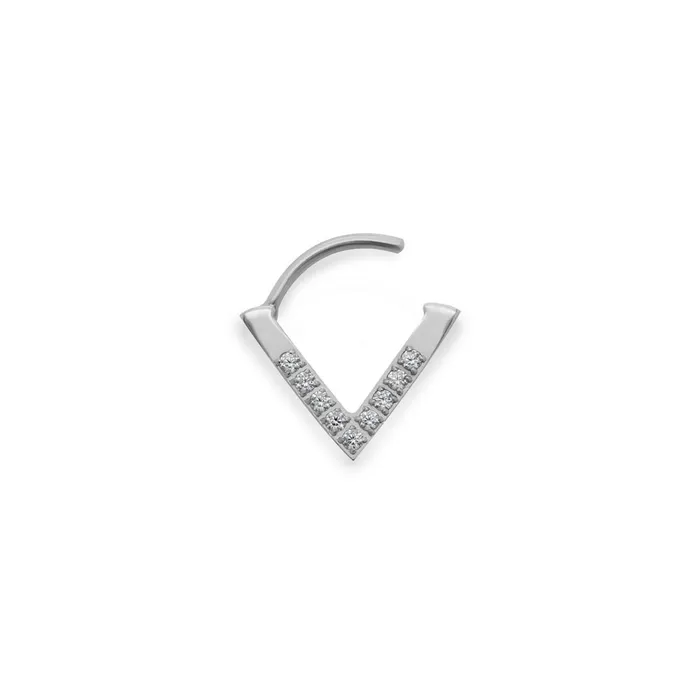 Male Sex Toys 16g VShaped Crystal Encrusted Clicker Ring Price Per 1 Painful Pleasures