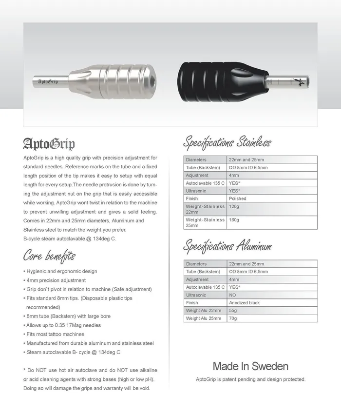 Male Sex Toys Ink Machines Ink Machines Aptogrip Aluminum Grip in Two Sizes