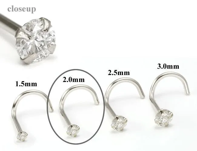 Male Sex Toys Painful Pleasures 950 PLATINUM 20mm CZ Stone Jewel Nose Screw 20g Male Sex Toys Painful Pleasures 950 PLATINUM 20mm CZ Stone Jewel Nose Screw 20g