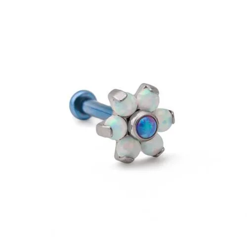 Male Sex Toys Tilum Tilum 18g16g Internally Threaded Titanium Opal Flower Top with White Opal Petals Choose Center Opal Color Price Per 1