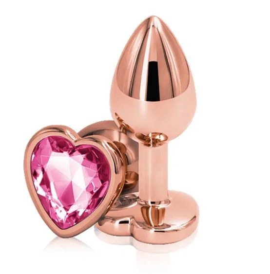NS Novelties Anal Rear Assets Rose Gold Metal Pink Gem Heart Anal Plug Small NS Novelties Anal Rear Assets Rose Gold Metal Pink Gem Heart Anal Plug Small
