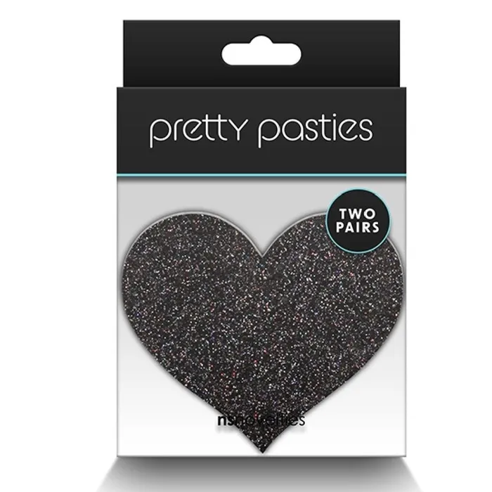 NS Novelties Pretty Pasties Black and Gold Glitter Hearts Set of 2 Anal