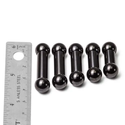 Painful Pleasures 0g Black PVD Coated Steel Internal Straight Barbell 12 to 1 Anal