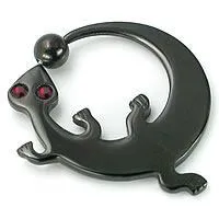 Painful Pleasures 14g12g Black Gecko Captive Ring Anal