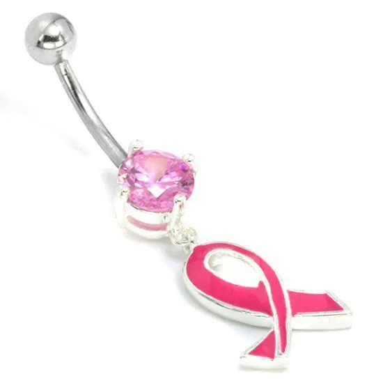 Painful Pleasures 14g 716 Breast Cancer Ribbon Belly Button Ring Male Sex Toys