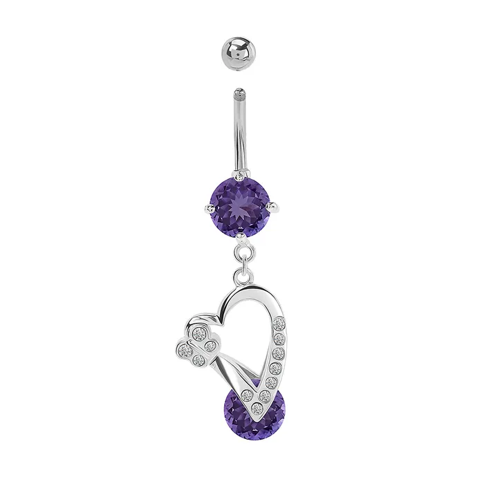 Painful Pleasures 14g 716 Royal Flutter Heart Dangle Belly Button Ring Male Sex Toys
