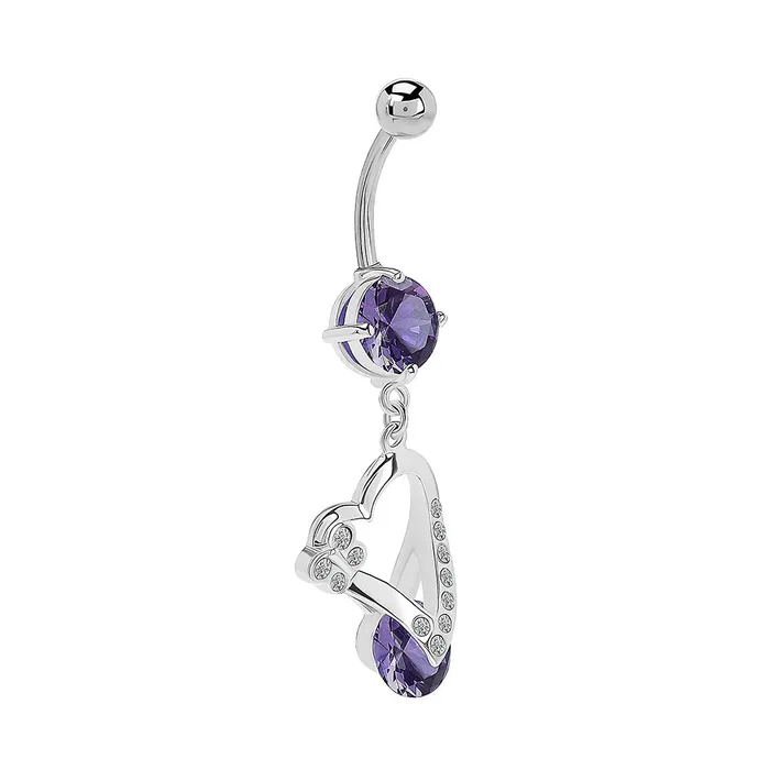 Painful Pleasures 14g 716 Royal Flutter Heart Dangle Belly Button Ring Male Sex Toys