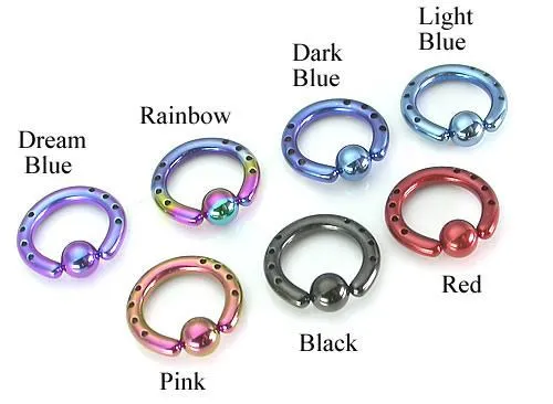 Painful Pleasures 8g Industrial Captive bead ring with Drilled Holes Male Sex Toys
