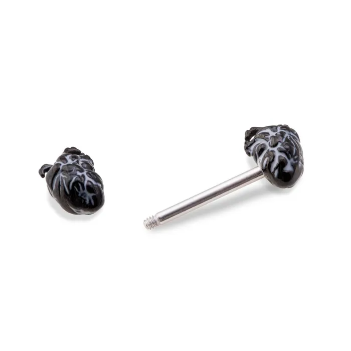 Painful Pleasures Anal 14g 12 PVD Black Anatomical Hearts Steel Nipple Barbell Price Per 1