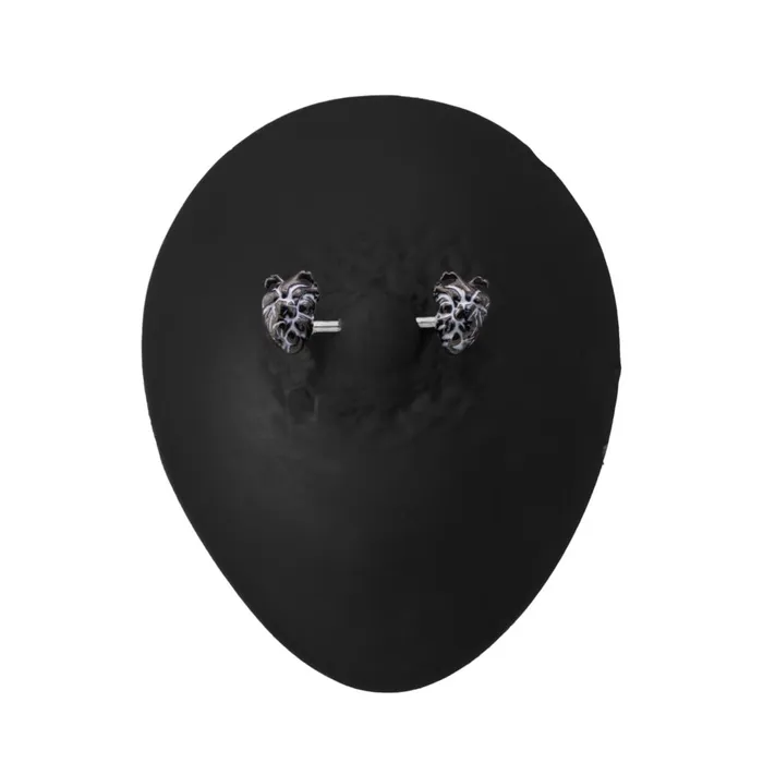 Painful Pleasures Anal 14g 12 PVD Black Anatomical Hearts Steel Nipple Barbell Price Per 1