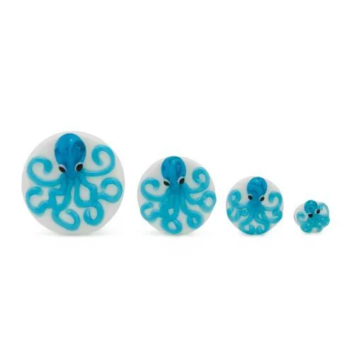 Painful Pleasures Anal 2g1 Double Flared Blue Octopus SodaLime Glass Plug Price Per 1