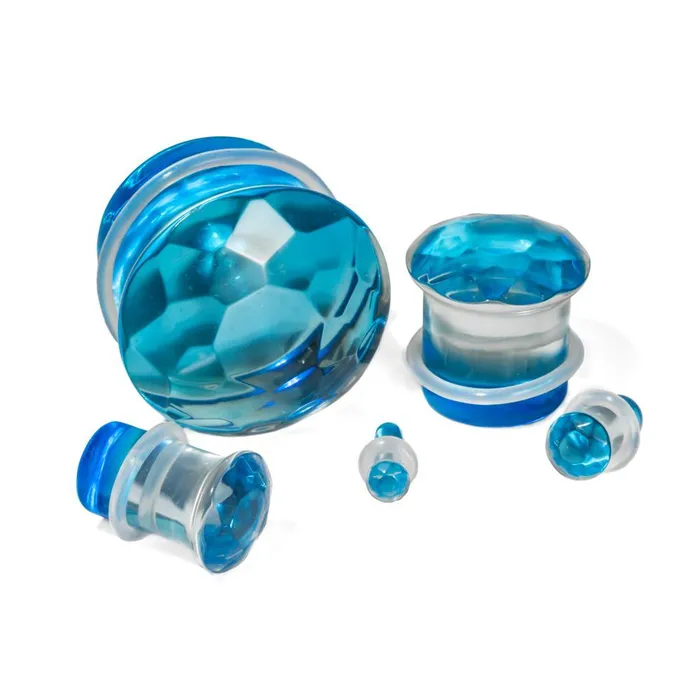Painful Pleasures Anal Blue Faceted Single Flare Glass Plug Price Per 1