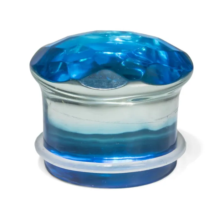 Painful Pleasures Anal Blue Faceted Single Flare Glass Plug Price Per 1