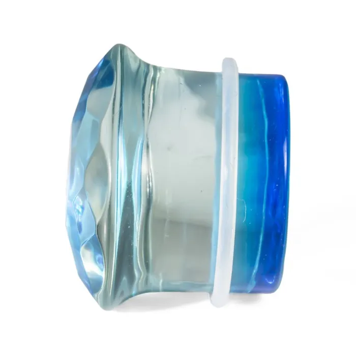 Painful Pleasures Anal Blue Faceted Single Flare Glass Plug Price Per 1