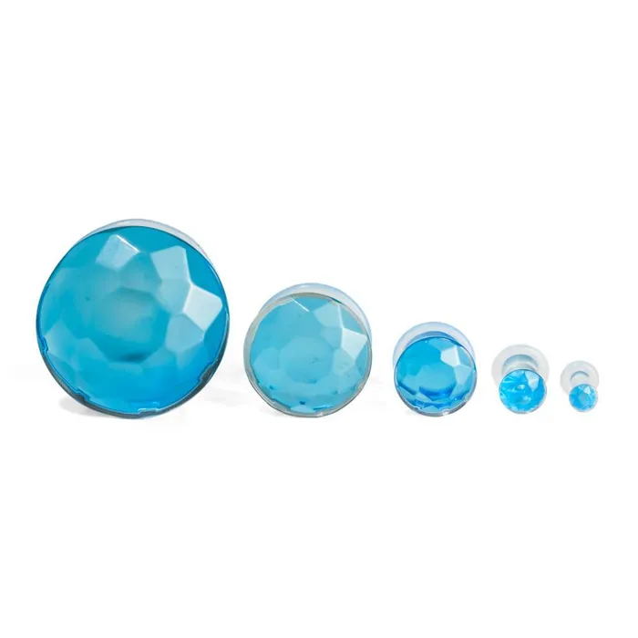 Painful Pleasures Anal Blue Faceted Single Flare Glass Plug Price Per 1