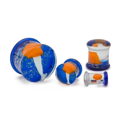Painful Pleasures Anal Double Flared Orange Mushroom SodaLime Glass Plug Price Per 1