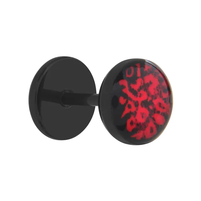 Painful Pleasures FAKE PLUG Leopard Red Fake Piercing Price Per 1 Anal
