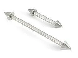 Painful Pleasures Female Sex Toys 14g 58 Straight Double 4mm Cone Barbell