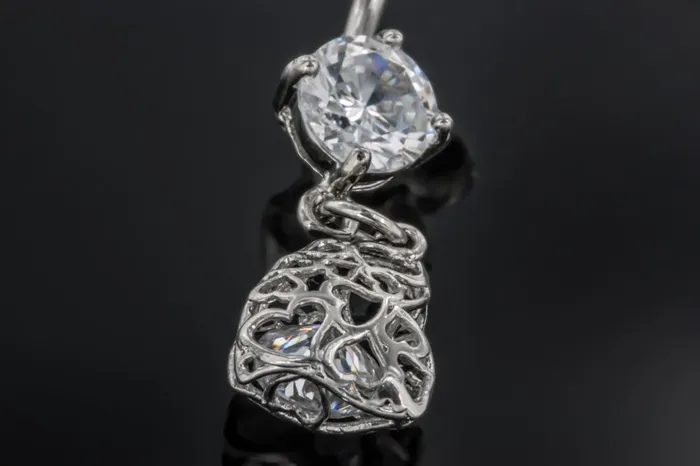 Painful Pleasures Male Sex Toys 14g 716 Heart Caged Jewel Belly Button Ring
