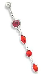 Painful Pleasures Male Sex Toys 14g 716 Jewel with 3 Glass Charm Dangle Belly Button Ring Painful Pleasures Male Sex Toys 14g 716 Jewel with 3 Glass Charm Dangle Belly Button Ring