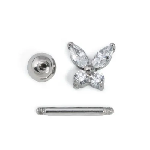 Painful Pleasures Male Sex Toys 16g 516 Crystal Butterfly Steel Barbell Price Per 1
