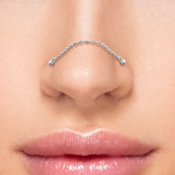 Painful Pleasures Male Sex Toys 20g 14 Steel Ball Nose Bones with Chain