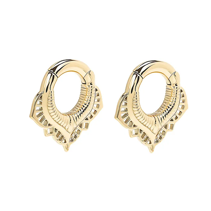 Painful Pleasures PVD Gold Stainless Steel Lotus Flower Clicker Ear Weights Price Per 2 Anal