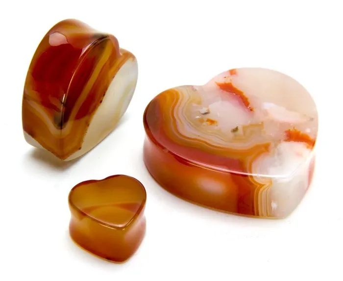 Painful Pleasures Red Agate Stone Double Flared Heart Plug Price Per 1 Anal