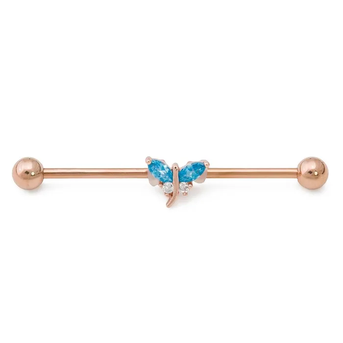 Painful Pleasures Vibrators 14g 112 PVD Rose Gold Jeweled Dragonfly Industrial Barbell Painful Pleasures Vibrators 14g 112 PVD Rose Gold Jeweled Dragonfly Industrial Barbell