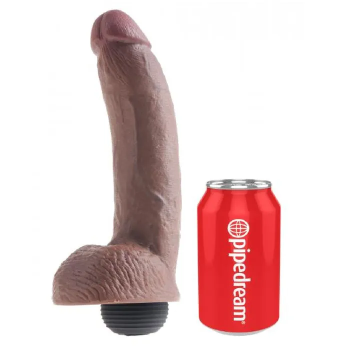 Pipedream Products Dildos King Cock Squirting 9 Inch Dildo with Balls Chocolate