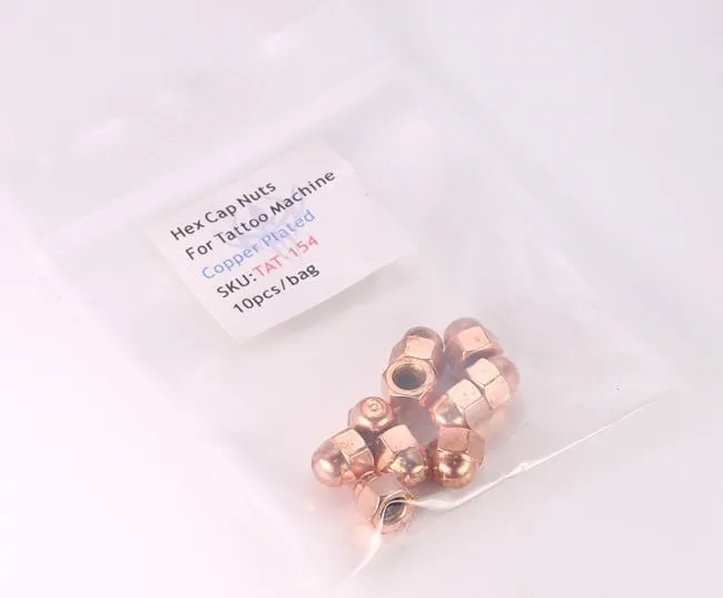 Precision Female Sex Toys Copper Plated Hex Cap Nut M4 Metric Tattoo Machine Supplies