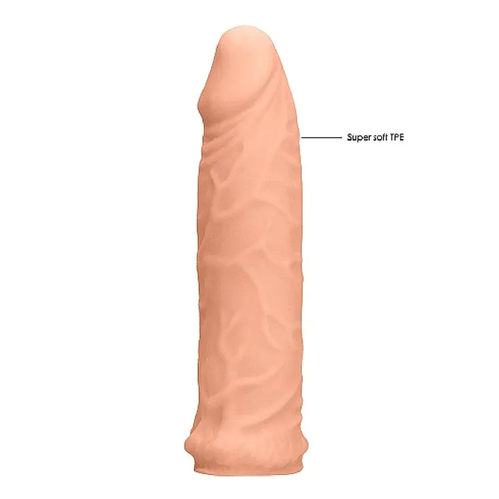 Realrock 6 Inch Penis Extender Sleeve with Ball Strap Vanilla Shots Male Sex Toys