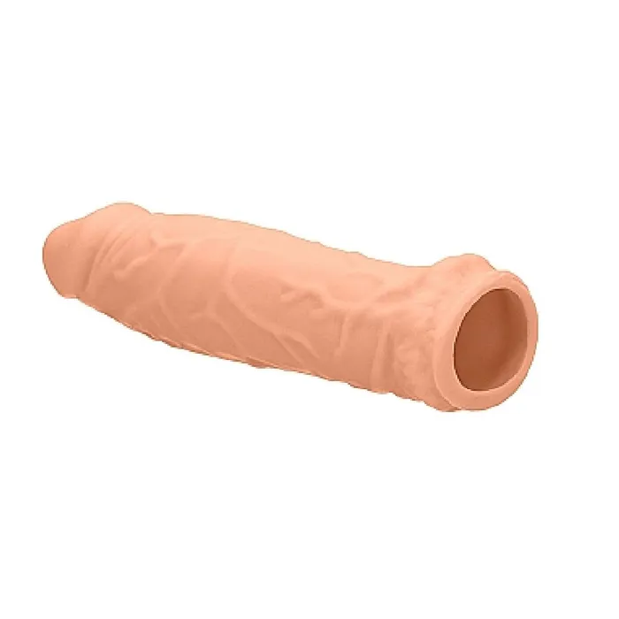 Realrock 6 Inch Penis Extender Sleeve with Ball Strap Vanilla Shots Male Sex Toys