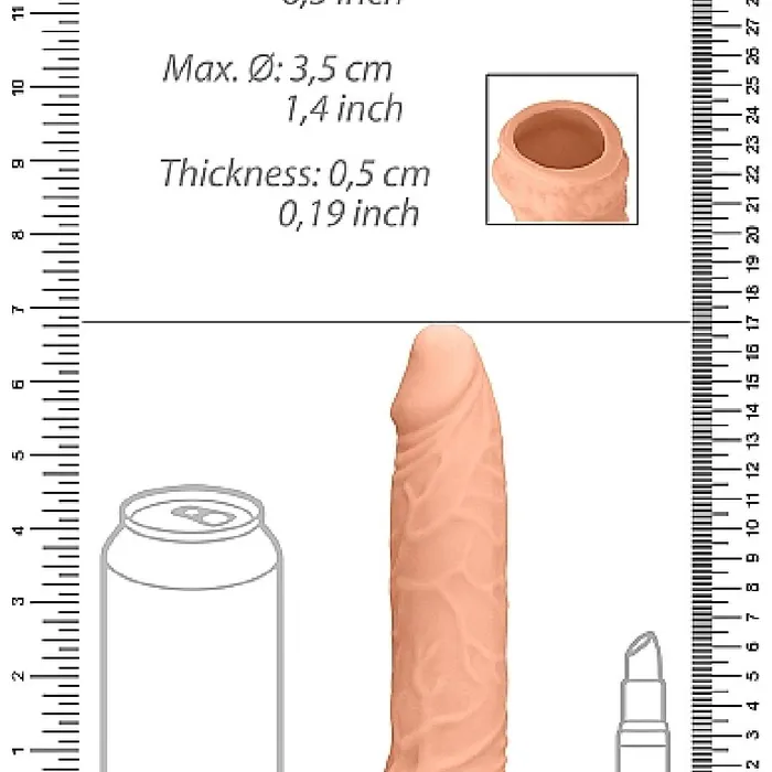 Realrock 6 Inch Penis Extender Sleeve with Ball Strap Vanilla Shots Male Sex Toys