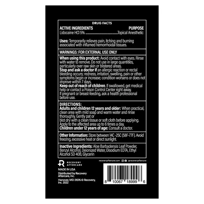 Recovery Numbing Spray 4oz Bottle Gift With Purchase Recovery Male Sex Toys