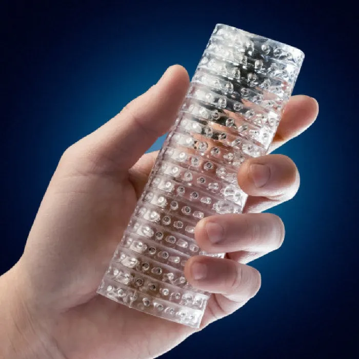 Rize Strokez See Through Reversible Textured Stroker Blush Male Sex Toys