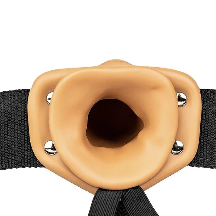 Shots Female Sex Toys Realrock Massive Vibrating 10 Inch Hollow Dildo Strapon Harness Caramel
