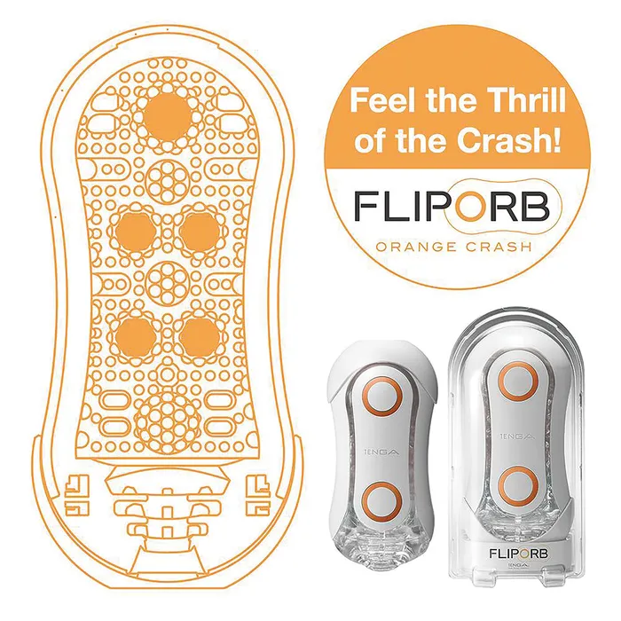 Tenga Male Sex Toys Tenga Flip Orb Discreet Penis Masturbator Orange Crash