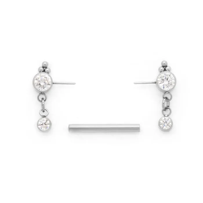 Tilum 14g 916 Simple Dangle Jewel Titanium Threadless Nipple Barbell Tilum Nipple Clitoral Toys