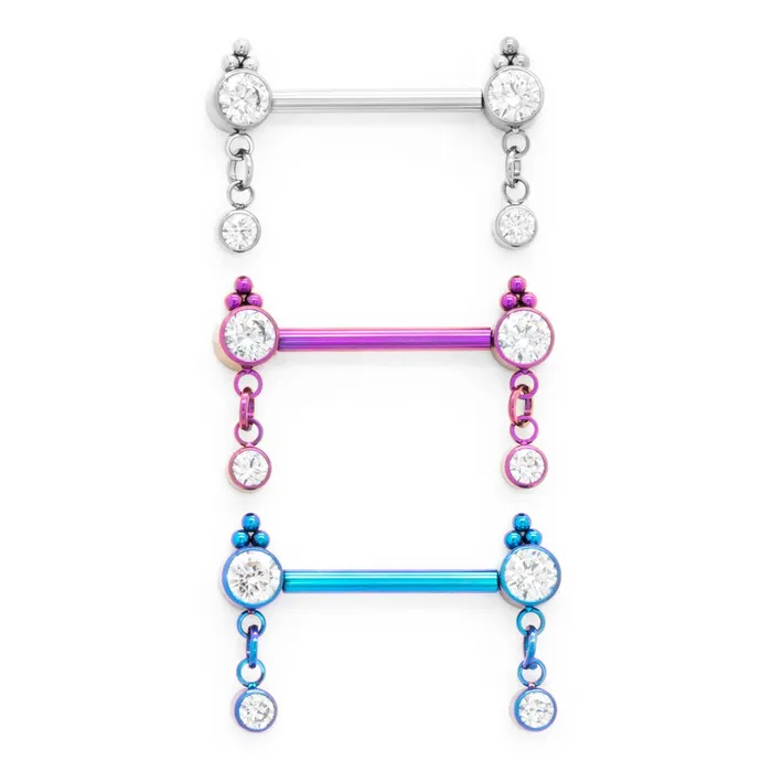 Tilum 14g 916 Simple Dangle Jewel Titanium Threadless Nipple Barbell Tilum Nipple Clitoral Toys