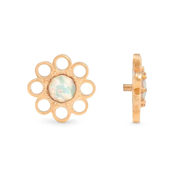 Tilum 18g16g Internally Threaded Yellow Gold Wildflower Top White Opal Center Price Per 1 Tilum Vibrators Tilum 18g16g Internally Threaded Yellow Gold Wildflower Top White Opal Center Price Per 1 Tilum Vibrators