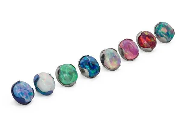 Tilum 18g 16g Titanium 4mm Opal ProngSet Flat Top Price Per 1 Tilum Anal