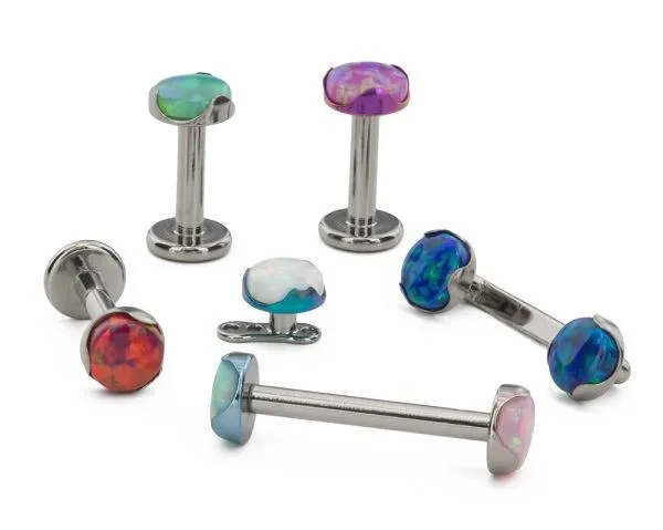 Tilum 18g 16g Titanium 4mm Opal ProngSet Flat Top Price Per 1 Tilum Anal
