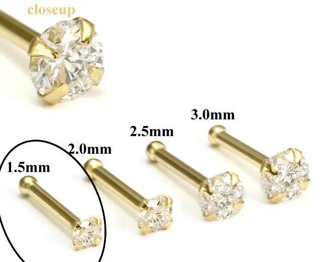 Tilum 20g 15mm Real Diamond Yellow Gold Nose Bone Tilum Dildos