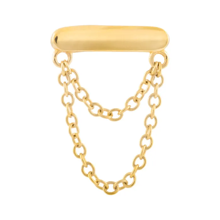 Tilum Female Sex Toys Tilum 14kt Yellow Gold Minimalist Bar with Chain Threadless Top Price Per 1