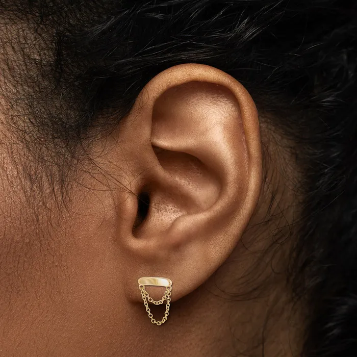 Tilum Female Sex Toys Tilum 14kt Yellow Gold Minimalist Bar with Chain Threadless Top Price Per 1
