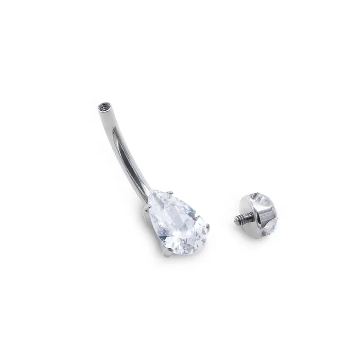Tilum Male Sex Toys Tilum 14g Teardrop Jeweled Titanium Belly Button Ring